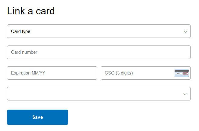 PayPal - adaugare card bancar