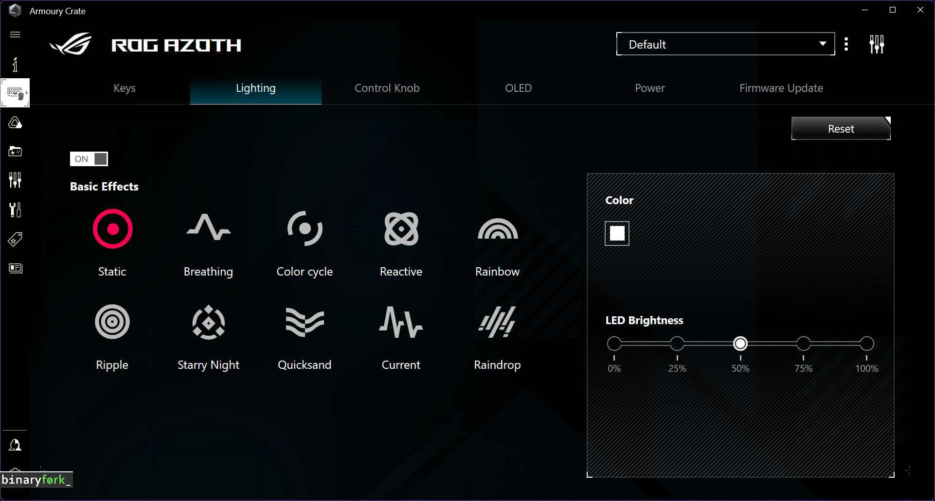 asus armoury crate rog azoth lighting options
