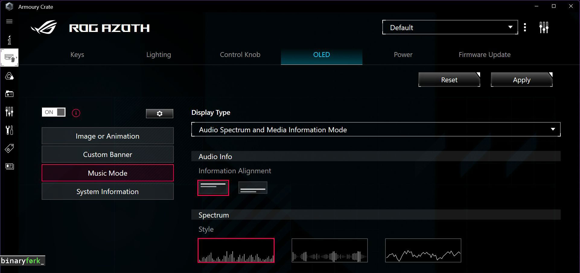 asus armoury crate rog azoth oled music visualiser