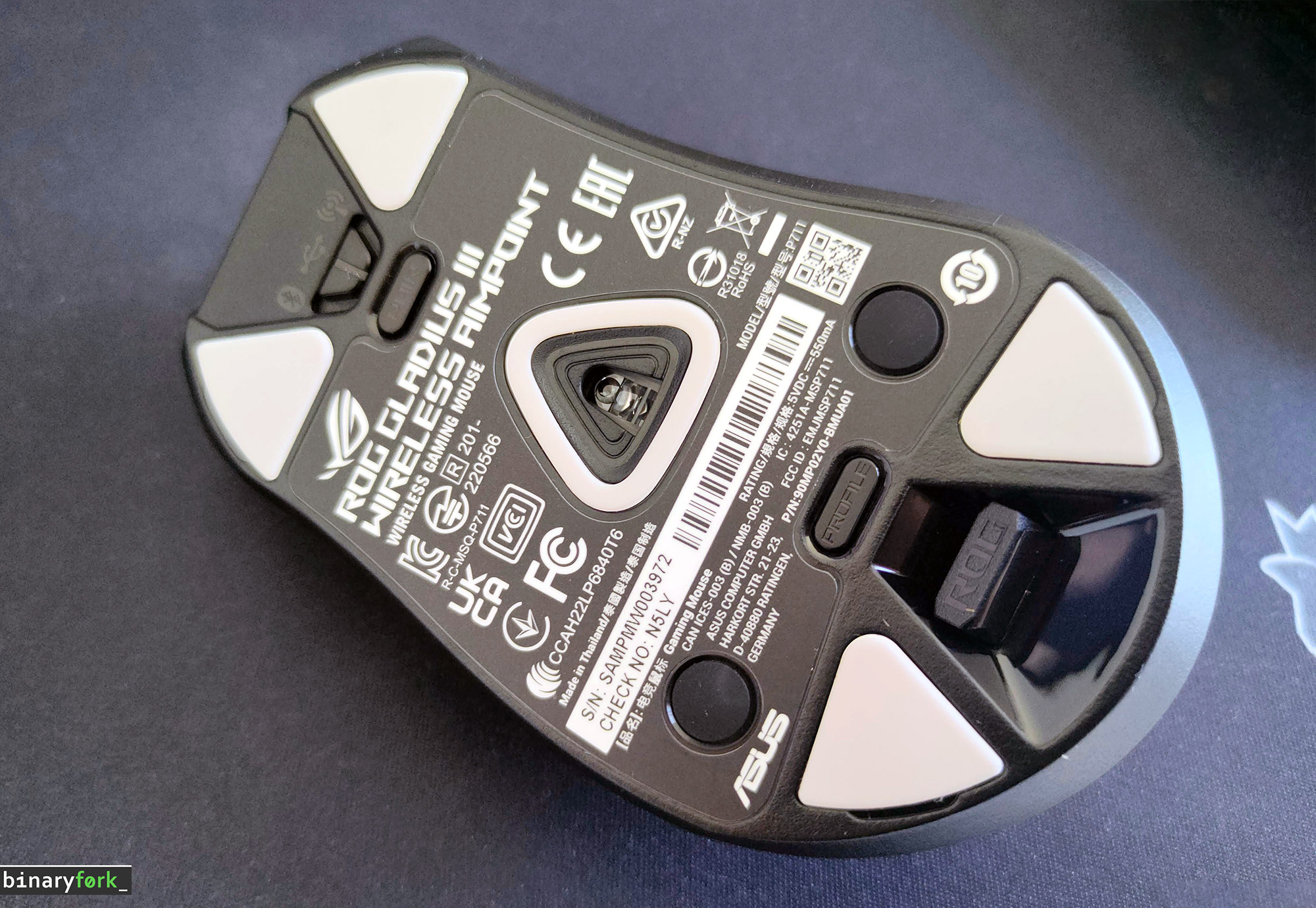 asus rog gladius III aimpoint back side